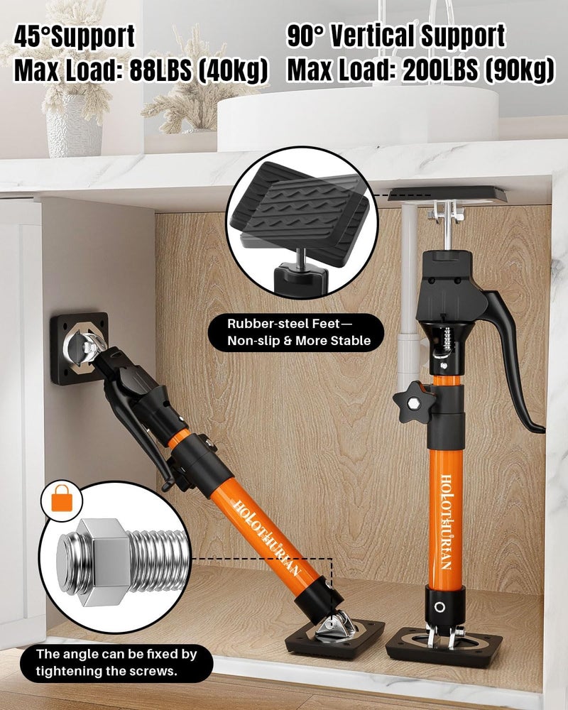 Holothurian Cabinet Jack Support Pole, 15.8" - 23.6 inches Third Hand Tools Adjustable Support Pole, 3rd Hand Support System for Upper Cabinet Installation, 200 LB Capacity, 4-Pack - Image 2